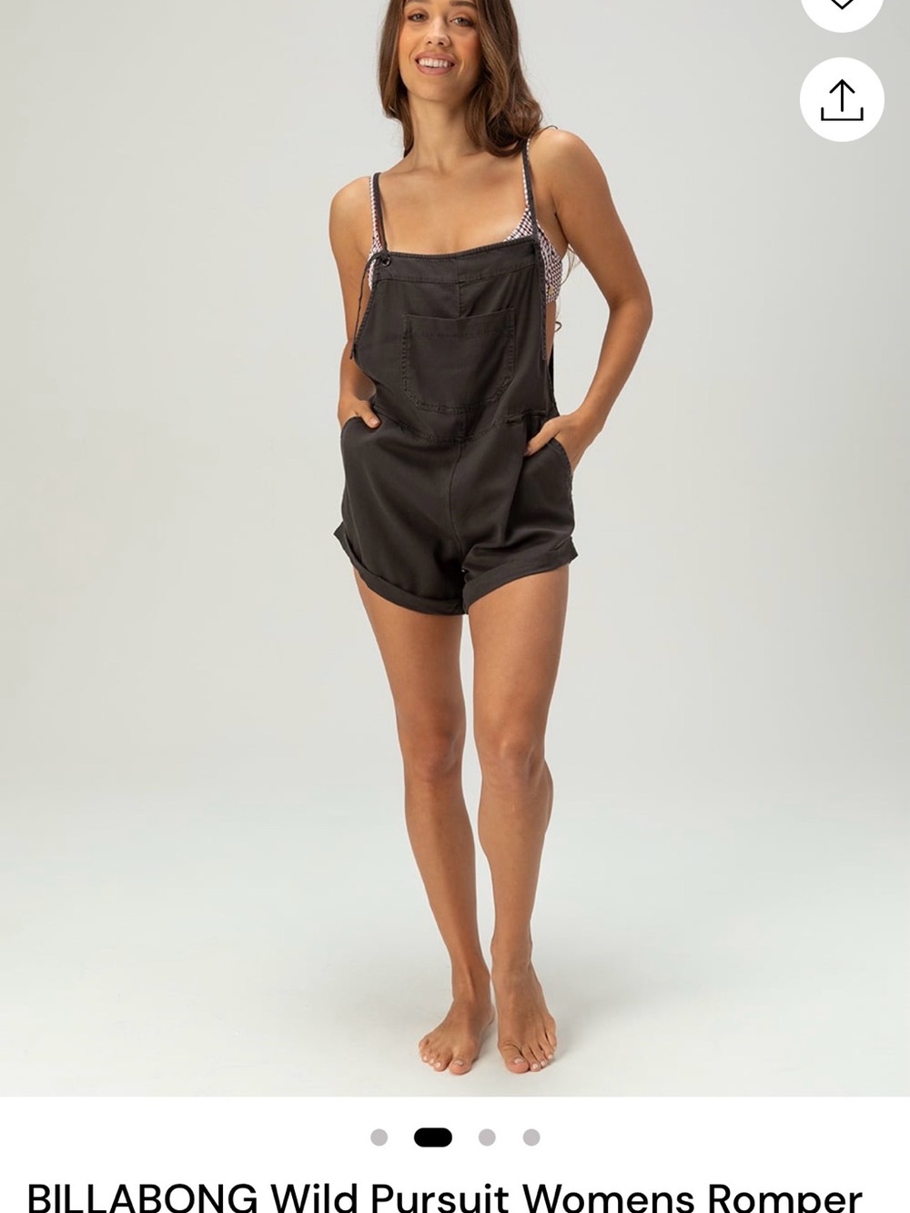 Billabong Wild Pursuit Short Overalls Romper - Black